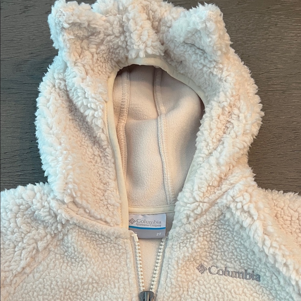 Columbia Off-White Sherpa Fleece Hoodie - Picture 2 of 4